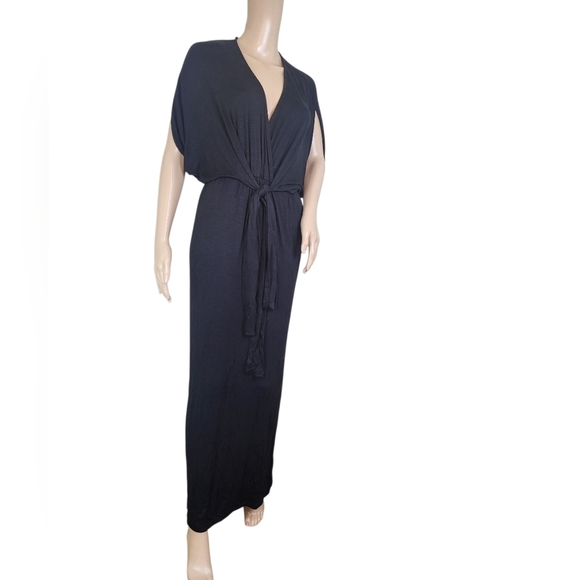 Yumi Kim Black Wrap Maxi V neck Plunging Dress - Picture 1 of 4